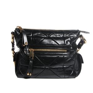 Chic Black Leather Shoulder Bag with Gold Chain